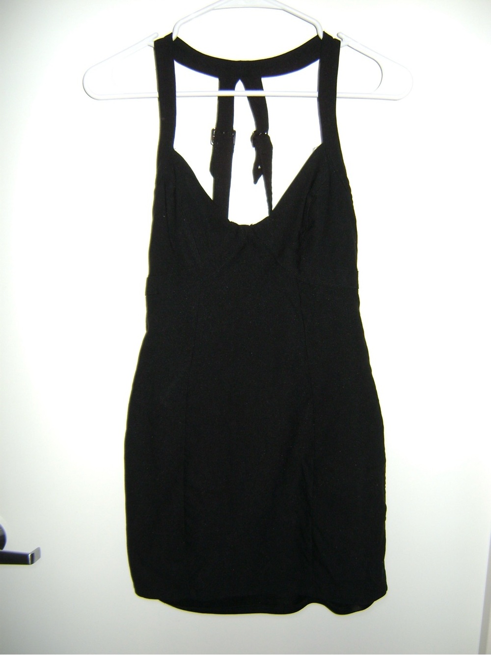 Tobi Black Halter Mini Dress with Open Back Straps